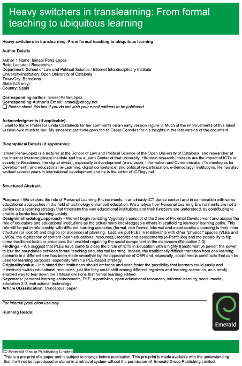 Cover for the article Heavy switchers in translearning: From formal teaching to ubiquitous learning