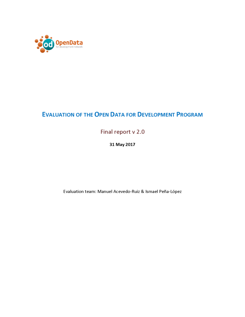 Cover of the report for the Evaluation of the Open Data for Development program
