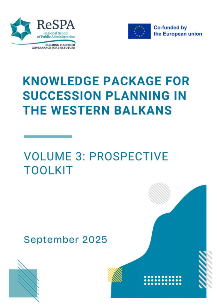 Front cover of Vlajkovic, V. & Peña-López, I. (2025). Knowledge Package for Succession Planning in the Western Balkans. Volume 3: Prospective Toolkit. Podgorica: ReSPA
